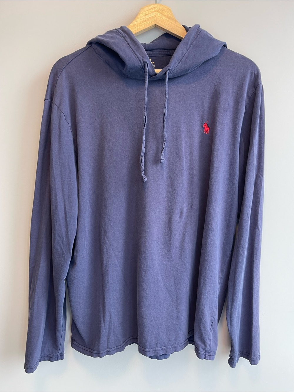Polo by Ralph Lauren Navy Hooded Long-Sleeve Shirt with Red Pony
